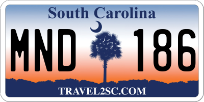 SC license plate MND186