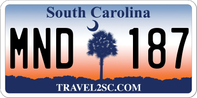 SC license plate MND187
