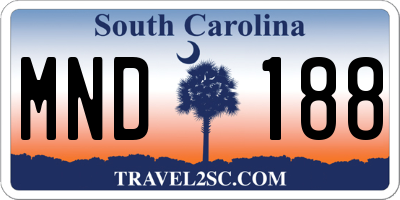 SC license plate MND188