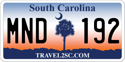 SC license plate MND192