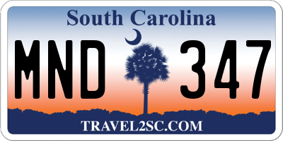 SC license plate MND347