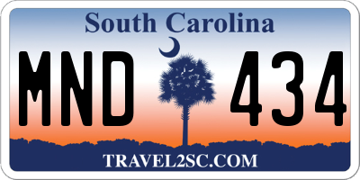 SC license plate MND434