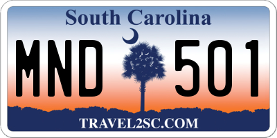 SC license plate MND501