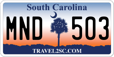 SC license plate MND503
