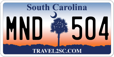 SC license plate MND504
