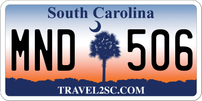 SC license plate MND506