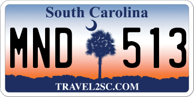 SC license plate MND513