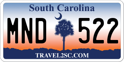 SC license plate MND522