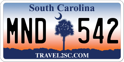 SC license plate MND542