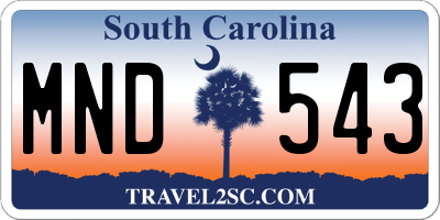 SC license plate MND543