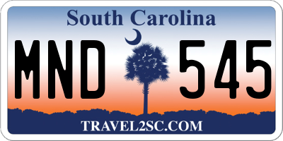 SC license plate MND545