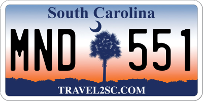 SC license plate MND551