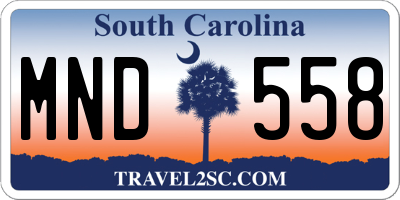 SC license plate MND558