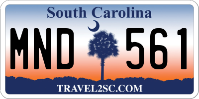 SC license plate MND561