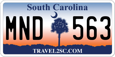 SC license plate MND563