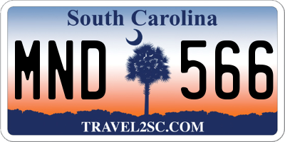 SC license plate MND566
