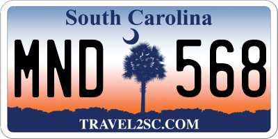 SC license plate MND568