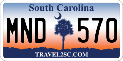 SC license plate MND570
