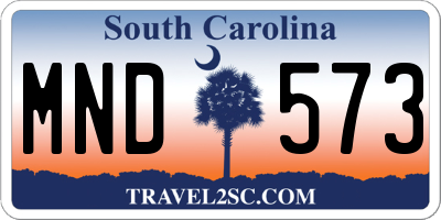 SC license plate MND573