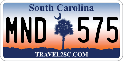 SC license plate MND575