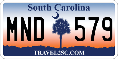 SC license plate MND579