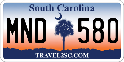 SC license plate MND580