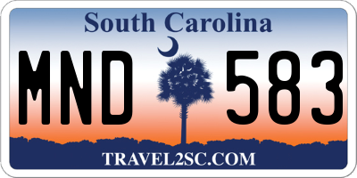 SC license plate MND583
