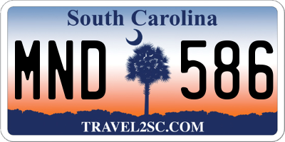 SC license plate MND586
