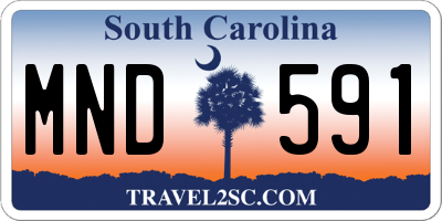 SC license plate MND591