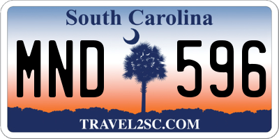 SC license plate MND596
