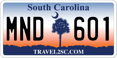 SC license plate MND601
