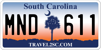 SC license plate MND611
