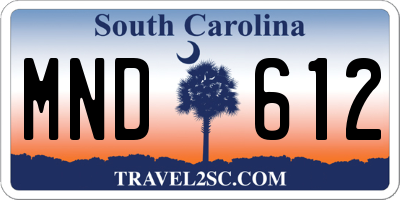 SC license plate MND612
