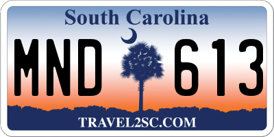 SC license plate MND613