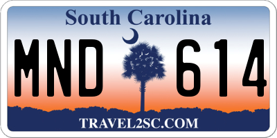 SC license plate MND614