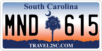 SC license plate MND615