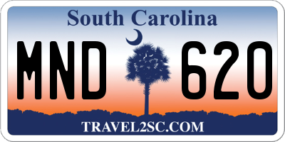 SC license plate MND620