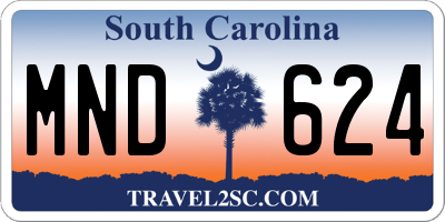 SC license plate MND624