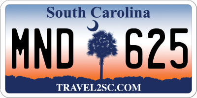 SC license plate MND625