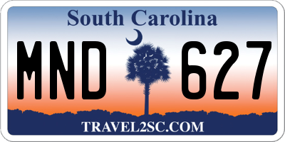 SC license plate MND627
