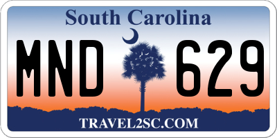 SC license plate MND629