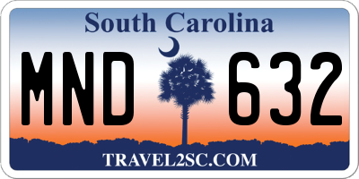 SC license plate MND632