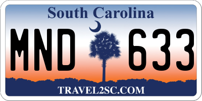 SC license plate MND633