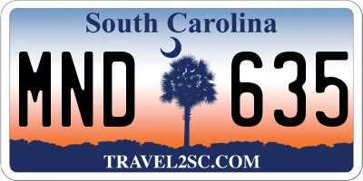 SC license plate MND635