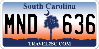 SC license plate MND636