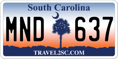 SC license plate MND637