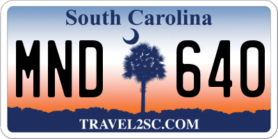 SC license plate MND640