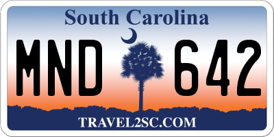 SC license plate MND642