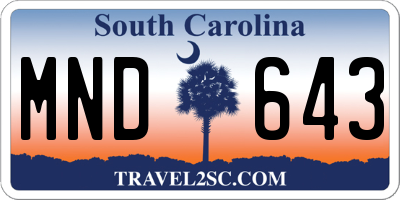 SC license plate MND643
