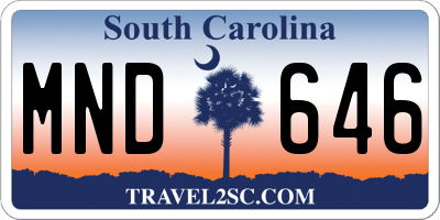 SC license plate MND646